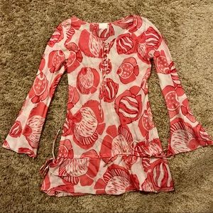 Naory Under The Sea Coral & White Sun Dress